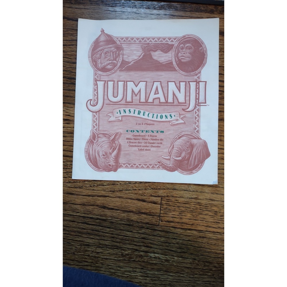 Jumanji The Game 1995 Milton Bradley Board Game Vintage Red Decoder 4634-L1 - Picture 8 of 10